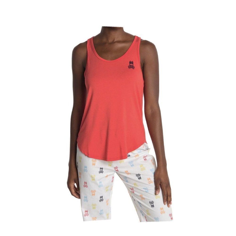Psycho‎ Bunny Tank Top Women's  Red Logo Racerback Tank